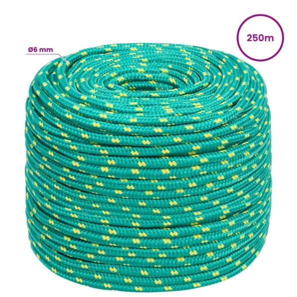 vidaXL Viacúčelové úžitkové lano 6 mm 250 m Zelená PP – Obrázok 6