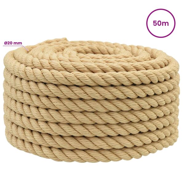 vidaXL Viacúčelové úžitkové lano 20 mm 50 m Prírodná PP – Obrázok 5