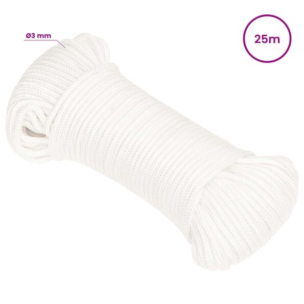 vidaXL Viacúčelové úžitkové lano 3 mm 25 m Biela PP – Obrázok 6