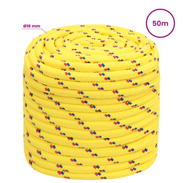 vidaXL Viacúčelové úžitkové lano 16 mm 50 m Žltá PP – Obrázok 6