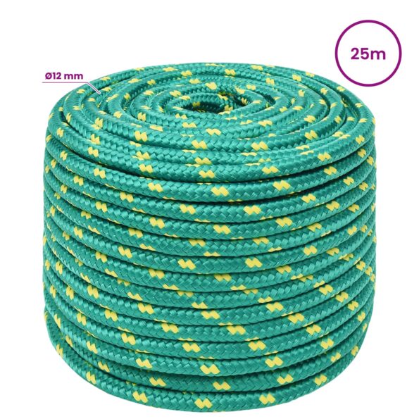 vidaXL Viacúčelové úžitkové lano 12 mm 25 m Zelená PP – Obrázok 6