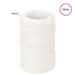 vidaXL Viacúčelové úžitkové lano 2 mm 250 m Biela PP – Obrázok 6