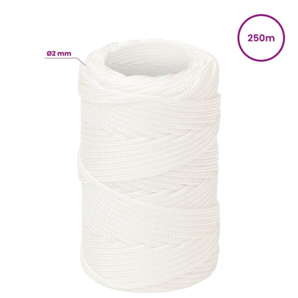 vidaXL Viacúčelové úžitkové lano 2 mm 250 m Biela PP – Obrázok 6