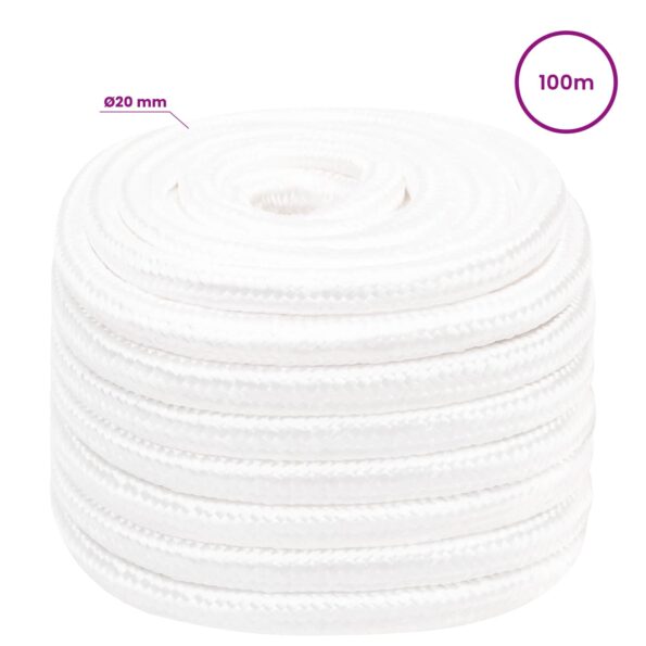 vidaXL Viacúčelové úžitkové lano 20 mm 100 m Biela PP – Obrázok 6