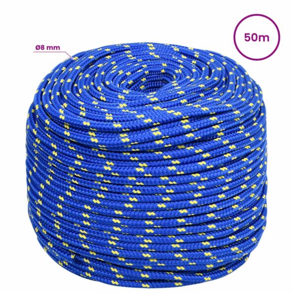 vidaXL Viacúčelové úžitkové lano 8 mm 50 m Modrá PP – Obrázok 6