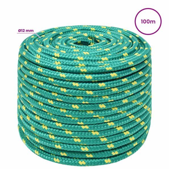 vidaXL Viacúčelové úžitkové lano 12 mm 100 m Zelená PP – Obrázok 6