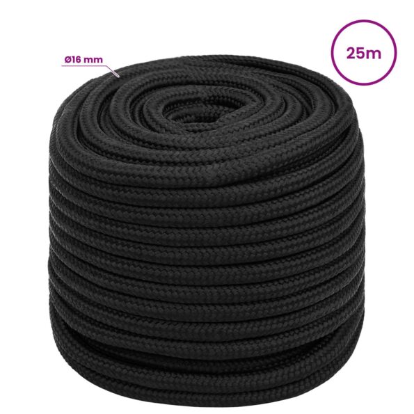 vidaXL Viacúčelové úžitkové lano 16 mm 25 m Čierna PP – Obrázok 6