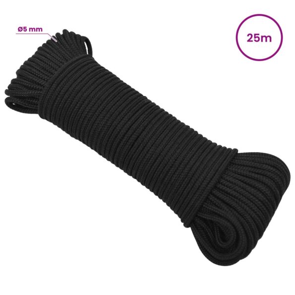 vidaXL Viacúčelové úžitkové lano 5 mm 25 m Čierna PP – Obrázok 6