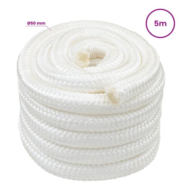 vidaXL Viacúčelové úžitkové lano 50 mm 5 m Biela PP – Obrázok 5