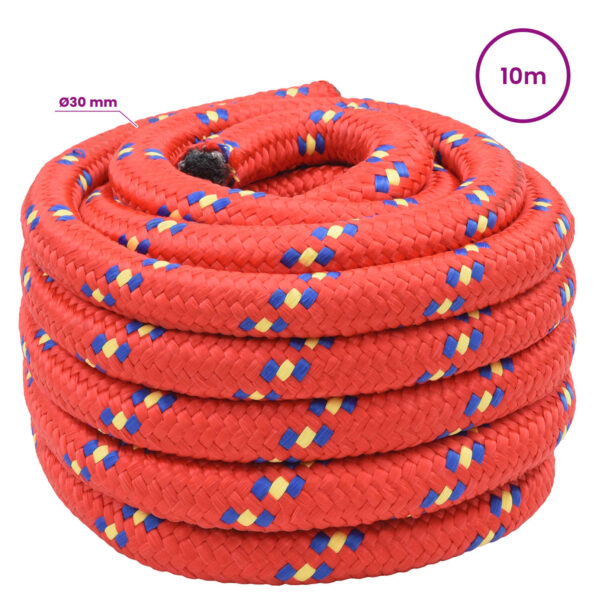 vidaXL Viacúčelové úžitkové lano 30 mm 10 m Červená PP – Obrázok 5