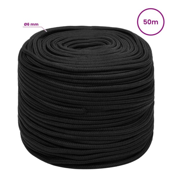 vidaXL Viacúčelové úžitkové lano 6 mm 50 m Čierna PP – Obrázok 6