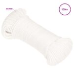 vidaXL Viacúčelové úžitkové lano 3 mm 100 m Biela PP – Obrázok 6