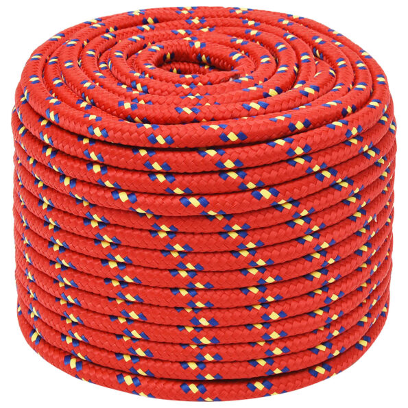 vidaXL Viacúčelové úžitkové lano 14 mm 25 m Červená PP – Obrázok 2