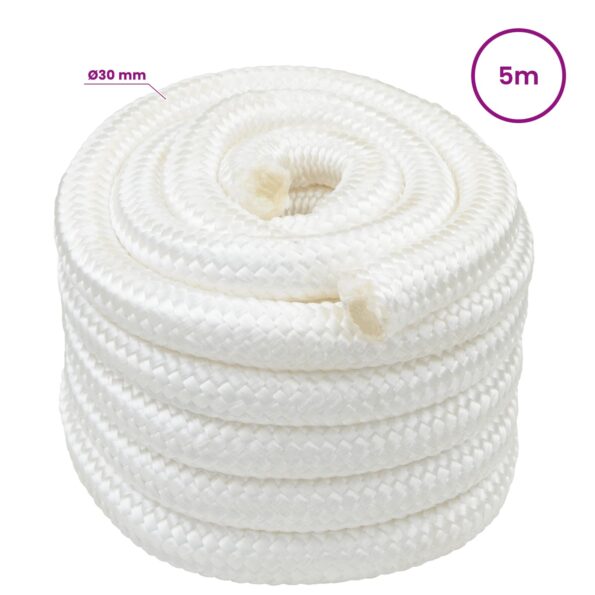 vidaXL Viacúčelové úžitkové lano 30 mm 5 m Biela PP – Obrázok 5