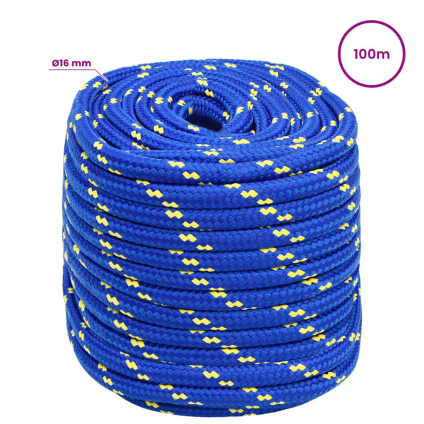 vidaXL Viacúčelové úžitkové lano 16 mm 100 m Modrá PP – Obrázok 6