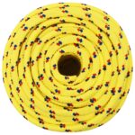 vidaXL Viacúčelové úžitkové lano 12 mm 100 m Žltá PP – Obrázok 3