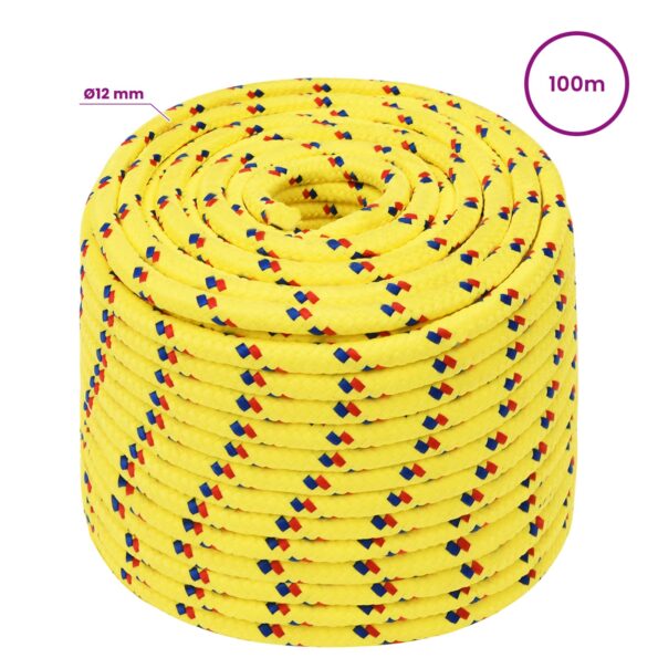 vidaXL Viacúčelové úžitkové lano 12 mm 100 m Žltá PP – Obrázok 6