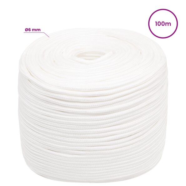 vidaXL Viacúčelové úžitkové lano 6 mm 100 m Biela PP – Obrázok 6