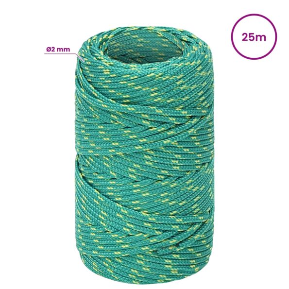 vidaXL Viacúčelové úžitkové lano 2 mm 25 m Zelená PP – Obrázok 6