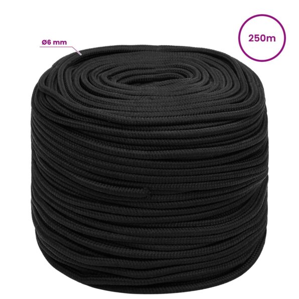 vidaXL Viacúčelové úžitkové lano 6 mm 250 m Čierna PP – Obrázok 6
