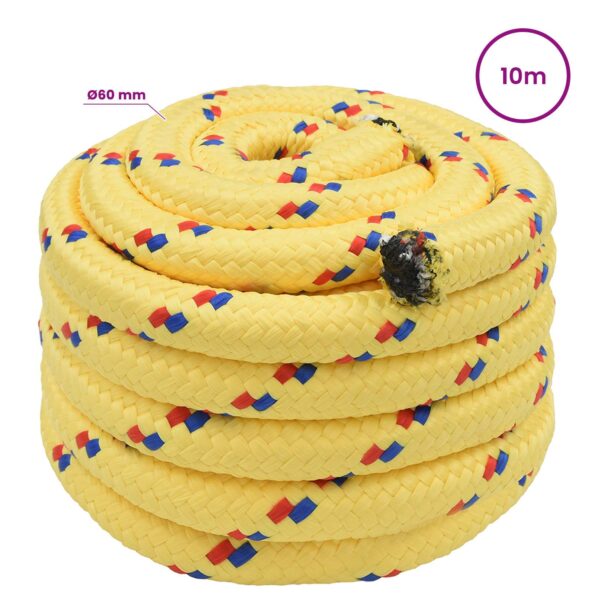 vidaXL Viacúčelové úžitkové lano 60 mm 10 m Žltá PP – Obrázok 5