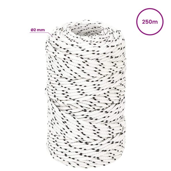 vidaXL Viacúčelové úžitkové lano 2 mm 250 m Biela Polyester – Obrázok 6
