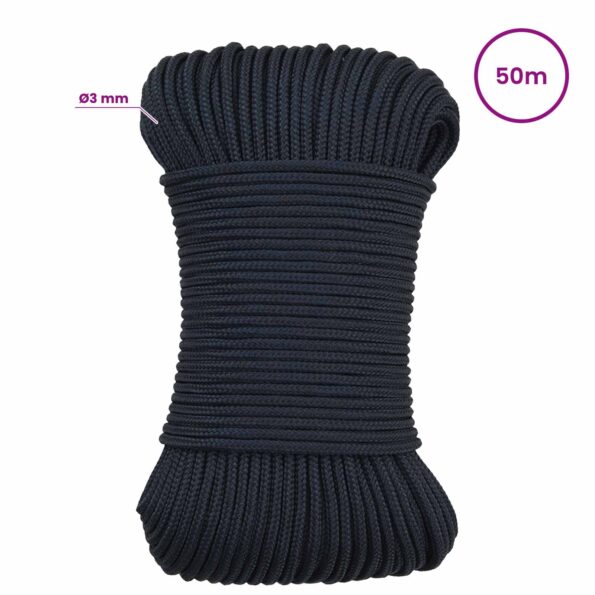 vidaXL Viacúčelové úžitkové lano 3 mm 50 m Královská modrá Polyester – Obrázok 4