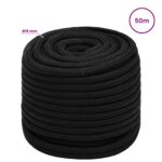 vidaXL Viacúčelové úžitkové lano 16 mm 50 m Čierna Polyester – Obrázok 6