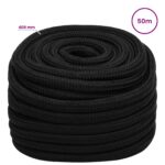 vidaXL Viacúčelové úžitkové lano 25 mm 50 m Čierna Polyester – Obrázok 6