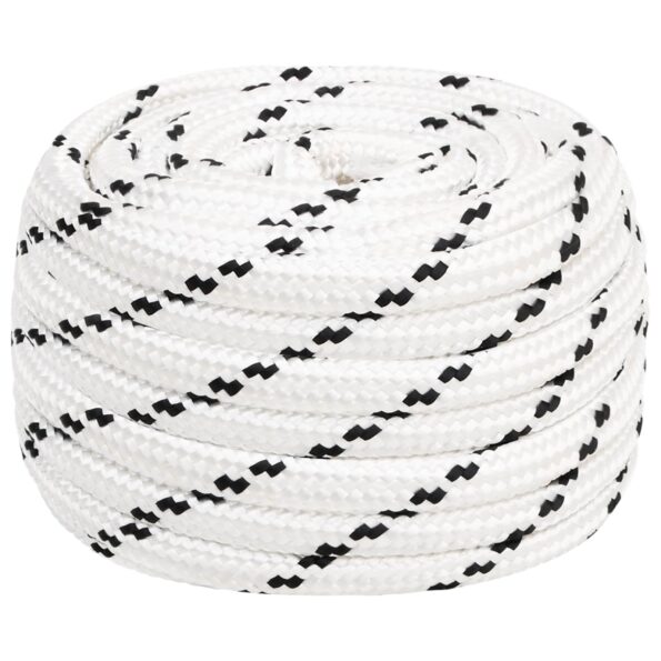 vidaXL Viacúčelové úžitkové lano 18 mm 50 m Biela Polyester – Obrázok 2