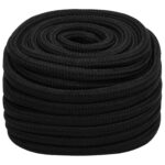 vidaXL Viacúčelové úžitkové lano 20 mm 100 m Čierna Polyester – Obrázok 2