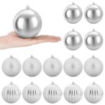 vidaXL Vianočná guľa set XL 15 ks Strieborná Ø 10 cm Plast – Obrázok 2
