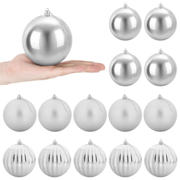 vidaXL Vianočná guľa set XL 15 ks Strieborná Ø 10 cm Plast – Obrázok 2