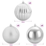 vidaXL Vianočná guľa set XL 15 ks Strieborná Ø 10 cm Plast – Obrázok 5