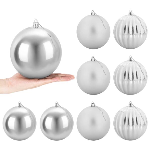 vidaXL Vianočná guľa set XL 9 ks Strieborná Ø 15 cm Plast – Obrázok 2