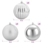 vidaXL Vianočná guľa set XL 9 ks Strieborná Ø 15 cm Plast – Obrázok 5