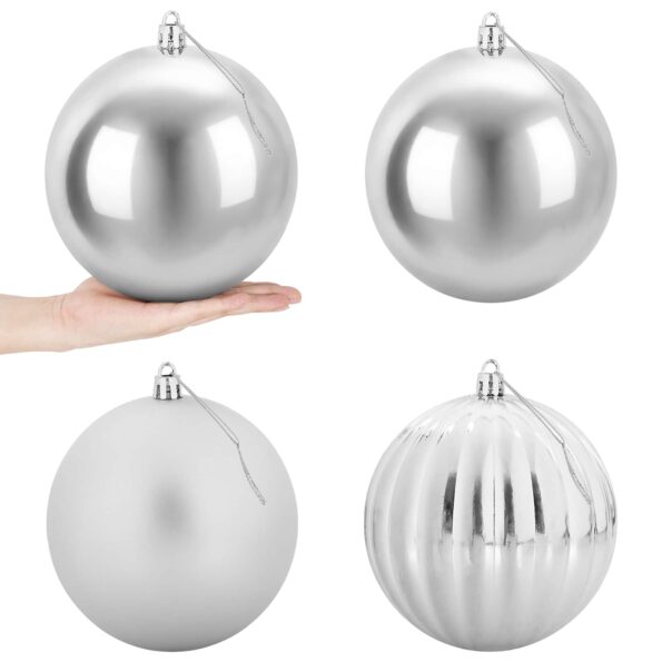vidaXL Sada vianočných gulí XXL 4 ks Strieborná Ø 20 cm Plast – Obrázok 2