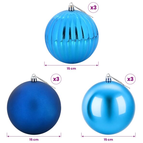 vidaXL Vianočná guľa set XL 9 ks Modrá Ø 15 cm Plast – Obrázok 5