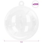 vidaXL Sada vianočných gúľ 200 ks Priehľadná Priem. 5 cm Plast – Obrázok 7