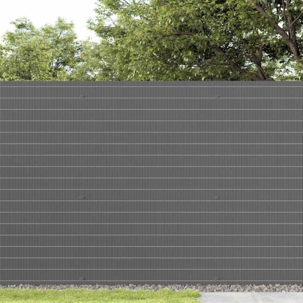 vidaXL Záhradný plot obojstranný sivý 1,8x3 m PVC – Obrázok 3