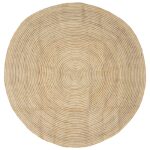 vidaXL Koberec do oblasti Biela Ø 210 cm Juta