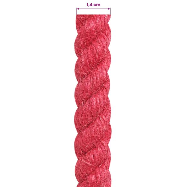 vidaXL Jutové lano 14 mm Červená 100% Tossa juta – Obrázok 6