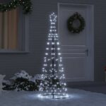 vidaXL LED vianočný stromček EKENAS 250 cm 390 LED Studená biela Oceľ