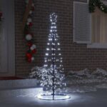 vidaXL LED vianočný stromček EKENAS 250 cm 390 LED Studená biela Oceľ – Obrázok 3