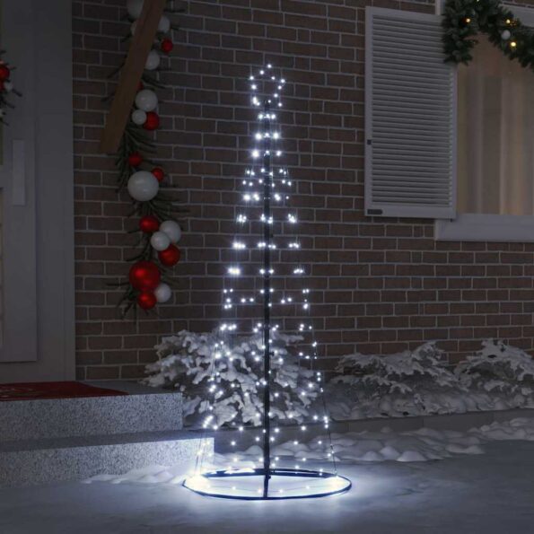 vidaXL LED vianočný stromček EKENAS 250 cm 390 LED Studená biela Oceľ – Obrázok 3