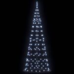 vidaXL LED vianočný stromček EKENAS 250 cm 390 LED Studená biela Oceľ – Obrázok 5