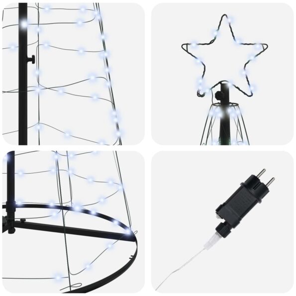 vidaXL LED vianočný stromček EKENAS 250 cm 390 LED Studená biela Oceľ – Obrázok 6