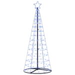 vidaXL LED vianočný stromček EKENAS 250 cm 390 LED Modrá Oceľ Modrá – Obrázok 2