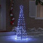 vidaXL LED vianočný stromček EKENAS 250 cm 390 LED Modrá Oceľ Modrá – Obrázok 3