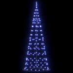 vidaXL LED vianočný stromček EKENAS 250 cm 390 LED Modrá Oceľ Modrá – Obrázok 5